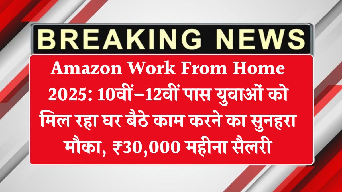Amazon Work From Home 2025: 10वीं–12वीं पास युवाओं को मिल रहा घर बैठे काम करने का सुनहरा मौका, ₹30,000 महीना सैलरी
